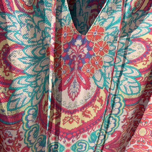 Rose + Olive Tribal Boho Hippie Retro Women’s Top Tassel Ties Size Small - Picture 9 of 11